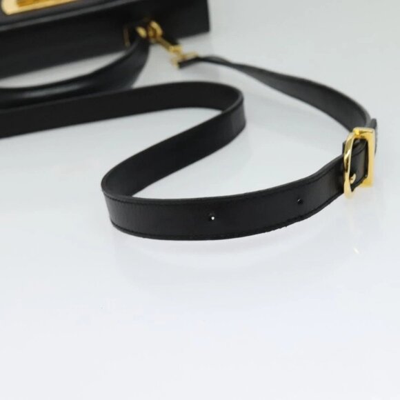 Salvatore Ferragamo Gancini Hand Bag Leather 2way Black Gold Auth 137422 - Picture 9 of 16